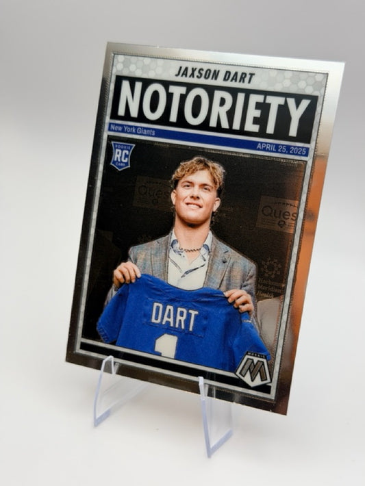 Jaxson Dart 2025 Panini Notoriety #11 (front);Jaxson Dart 2025 Panini Notoriety #11 (back)