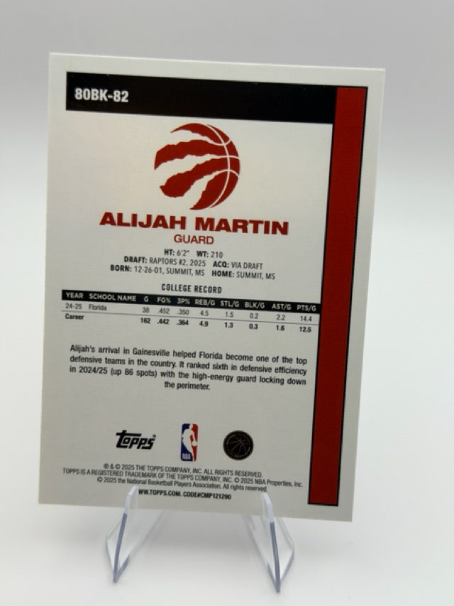 Alijah Martin 2025-26 Topps 1980-81 Topps Basketball #80BK-82 (front);Alijah Martin 2025-26 Topps 1980-81 Topps Basketball #80BK-82 (back)