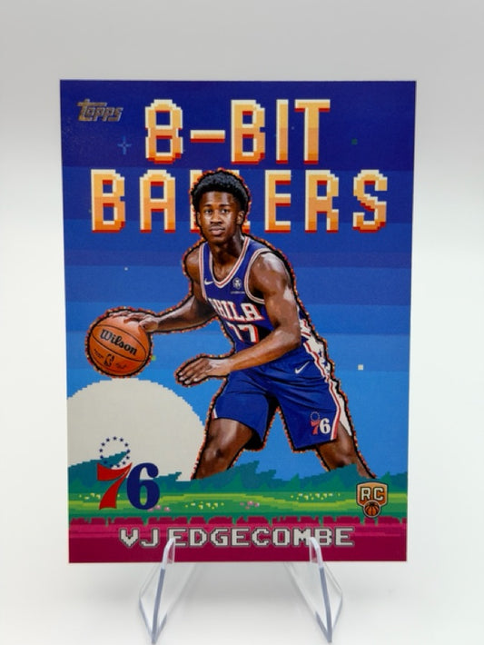 VJ Edgecombe 2025-26 Topps 8-Bit Ballers #8B-33 (front);VJ Edgecombe 2025-26 Topps 8-Bit Ballers #8B-33 (back)