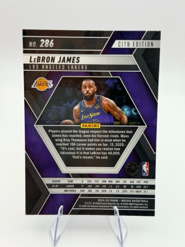 LeBron James 2024-25 Panini Panini Mosaic #286 (front);LeBron James 2024-25 Panini Panini Mosaic #286 (back)