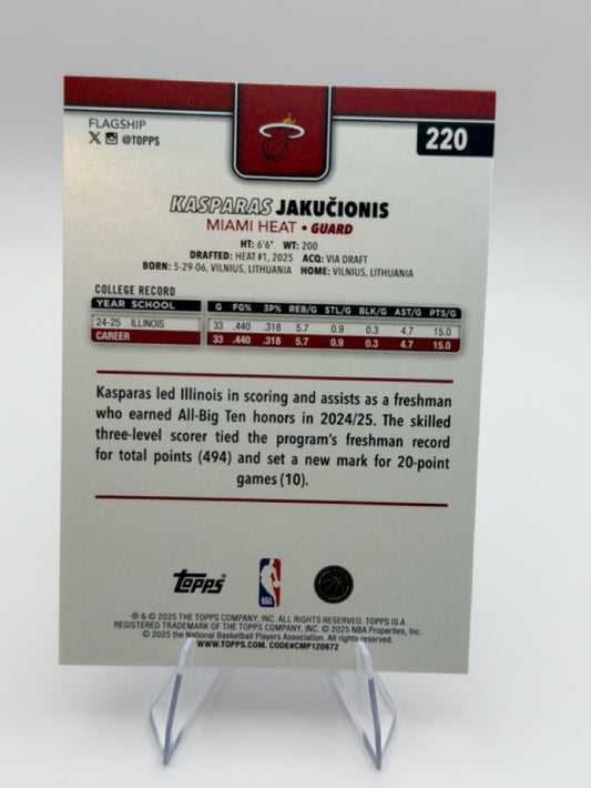 Kasparas JakuÄionis 2025-26 Topps Flagship #220 (front);Kasparas JakuÄionis 2025-26 Topps Flagship #220 (back)