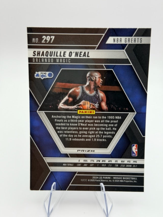 Shaquille O'Neal 2024-25 Panini Mosaic - Mosaic #297 (front);Shaquille O'Neal 2024-25 Panini Mosaic - Mosaic #297 (back)