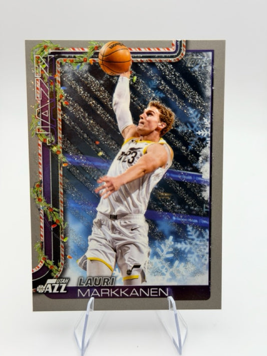 Lauri Markkanen 2025-26 Topps Topps Holiday #H101 (front);Lauri Markkanen 2025-26 Topps Topps Holiday #H101 (back)